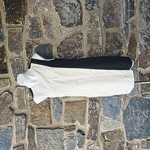 Theory White & Black Viscose Round Neck color block Sleeveless Dress Size 10